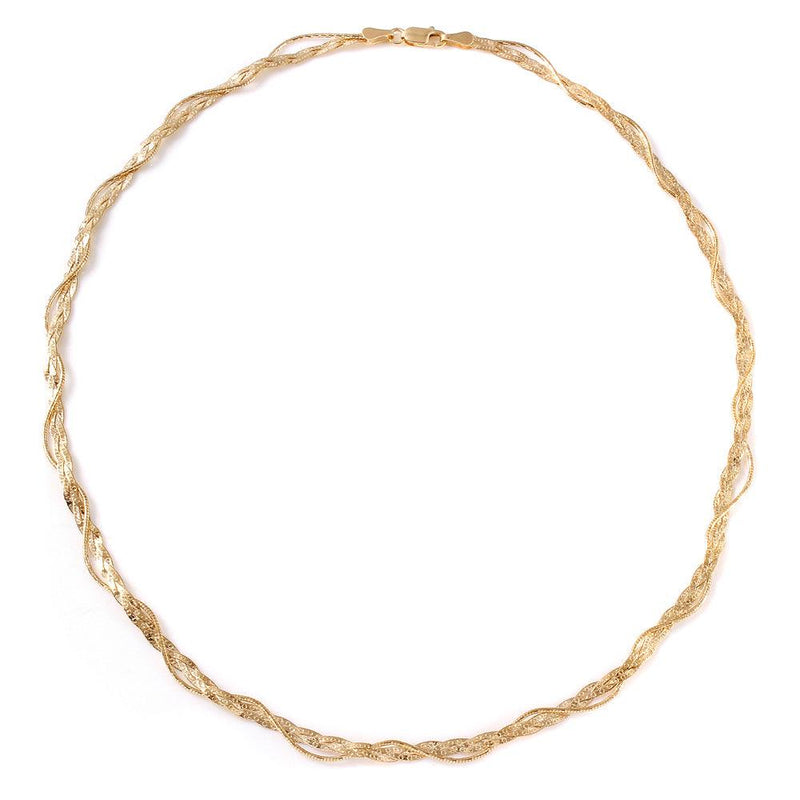 Silver 925 Gold Plated Italian Entangling Braid Necklace - DIN00003GP | Silver Palace Inc.