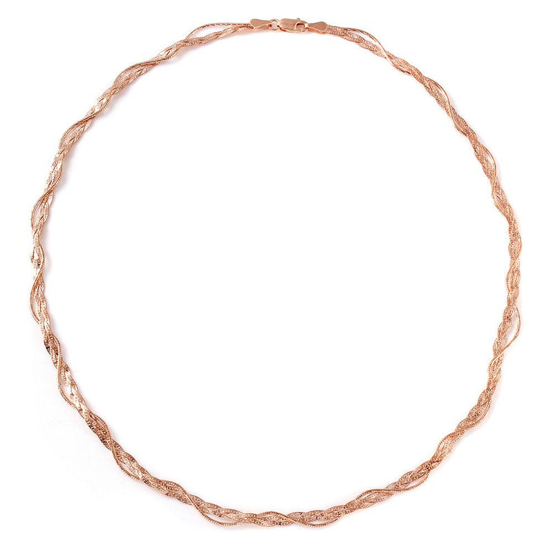 Silver 925 Rose Gold Plated Italian Entangling Braid Necklace - DIN00003RGP | Silver Palace Inc.