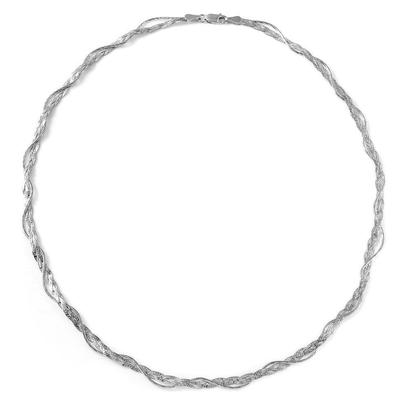 Silver 925 Rhodium Plated Italian Entangling Braid Necklace - DIN00003RH | Silver Palace Inc.