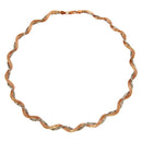 Silver 925 2 Toned Rose Gold Plated Braided Mesh and Omega Round Necklace - DIN00008RGP-RH | Silver Palace Inc.