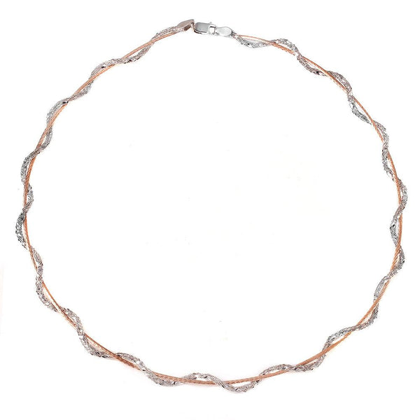 Silver 925 Rose Gold Plated Snake Wrap Entangling Necklace DIN00009RGP-RH | Silver Palace Inc.