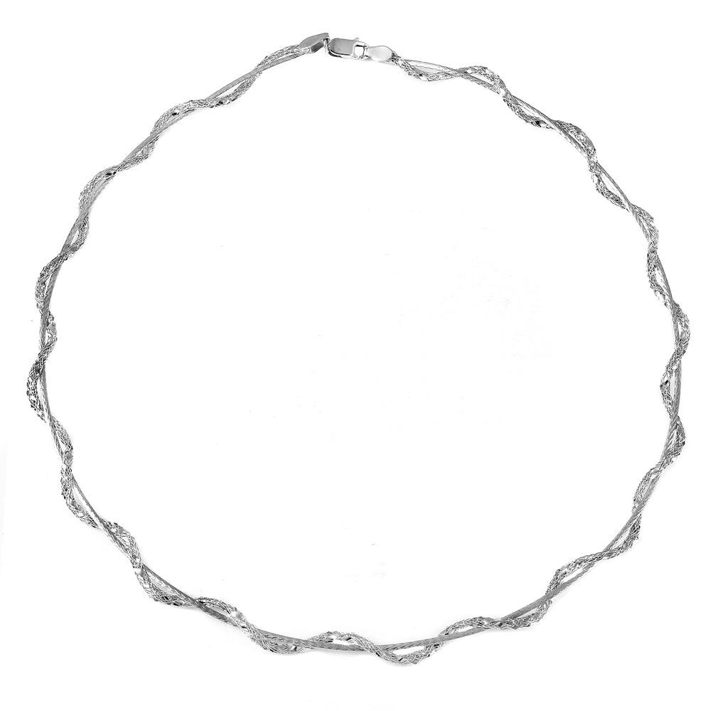 Silver 925 Rhodium Plated Snake Wrap Entangling Necklace - DIN00009RH | Silver Palace Inc.