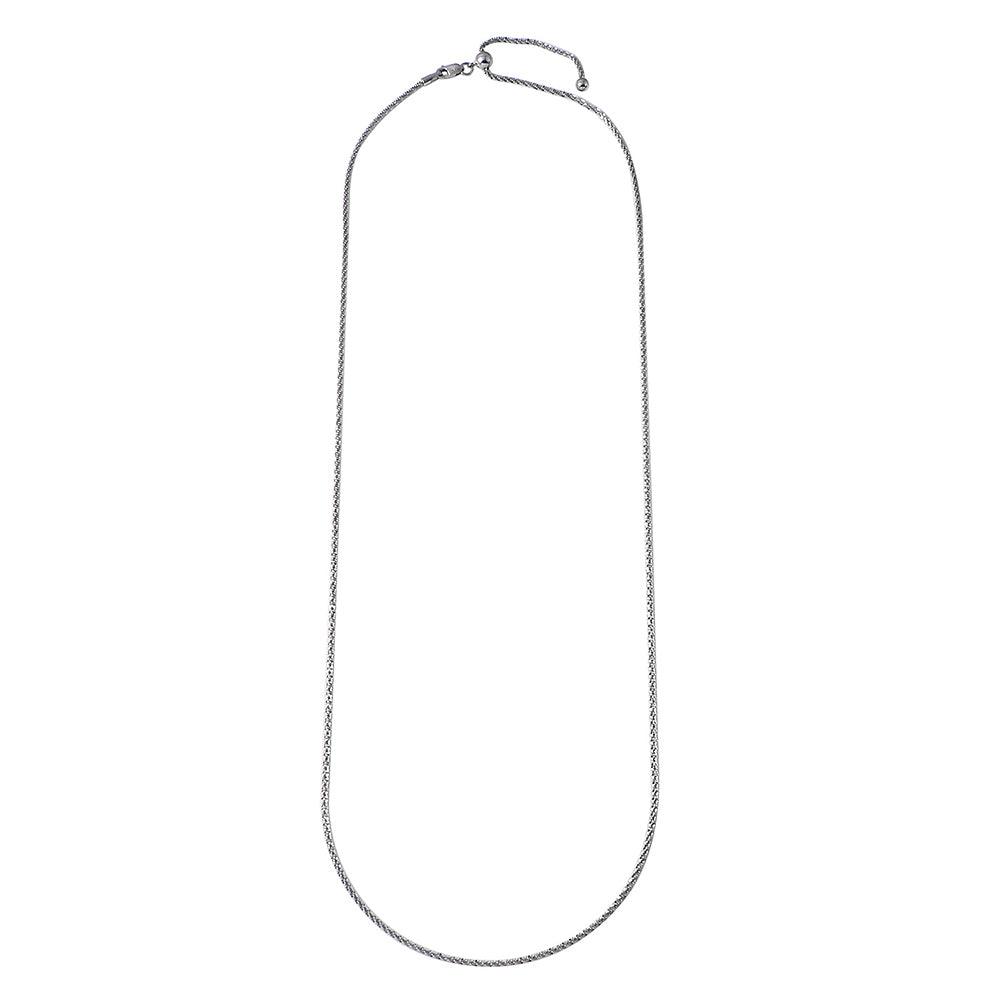 Silver 925 Rhodium Plated Roc Slider Adjustable Necklace - DIN00011RH | Silver Palace Inc.