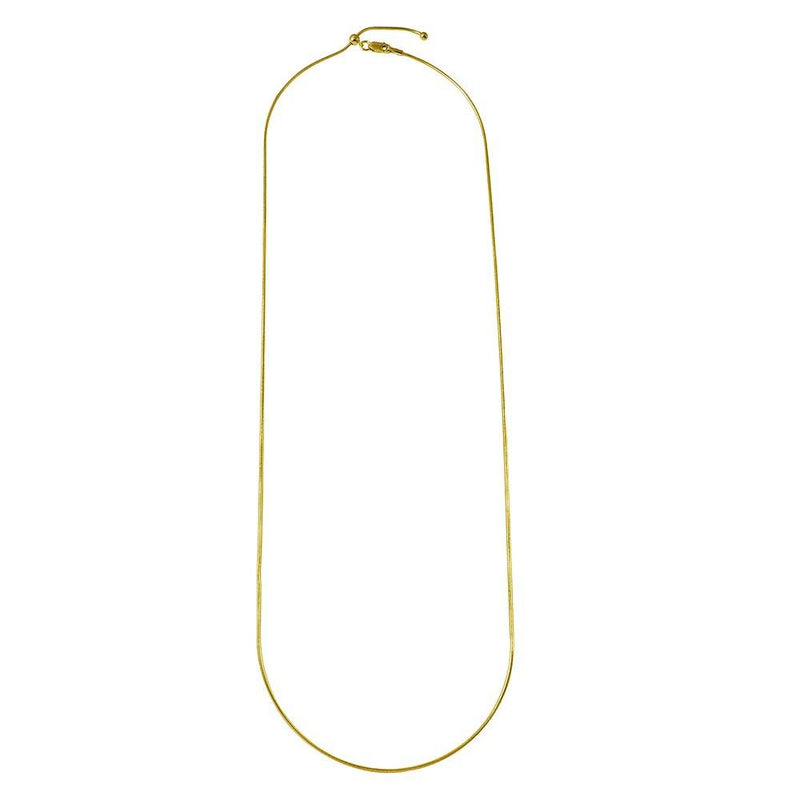 Gold Plated 925 Sterling Silver Round Snake Slider Adjustable Chain Necklace - DIN00012GP