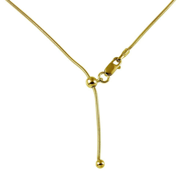 Silver 925 Gold Plated Round Snake Slider Adjustable Chain Necklace - DIN00012GP | Silver Palace Inc.