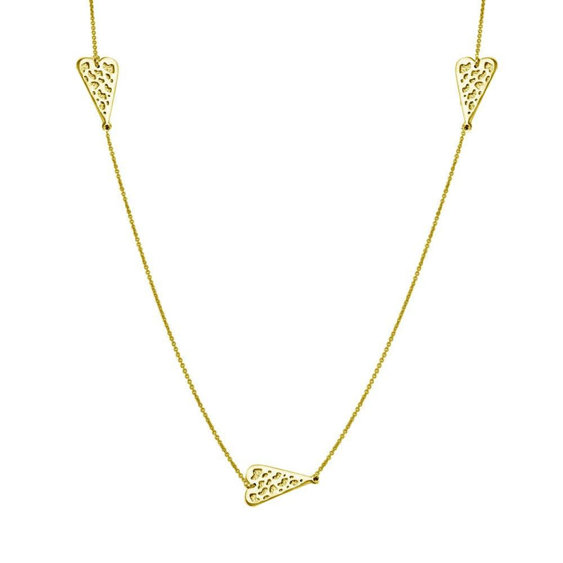 Silver 925 Gold Plated 5 Heart Necklace - DIN00017GP | Silver Palace Inc.
