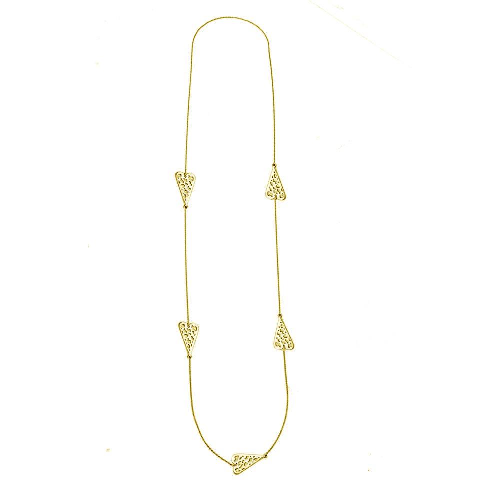 Gold Plated 925 Sterling Silver 5 Heart Necklace - DIN00017GP