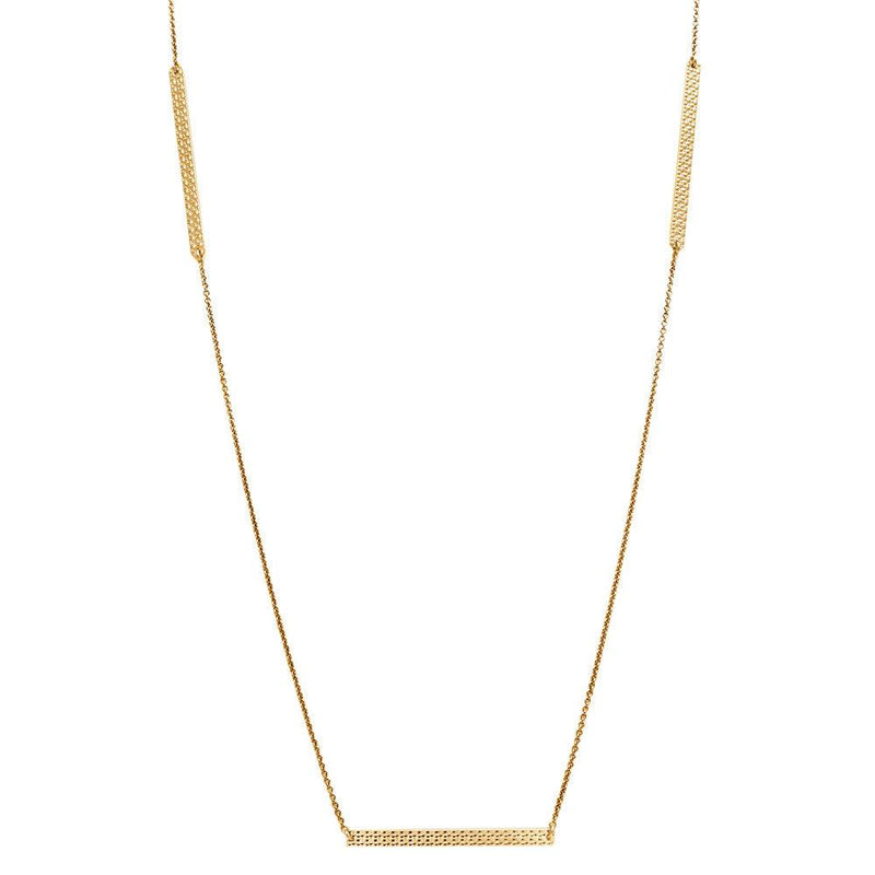 Silver 925 Gold Plated Diamond Cut Bars Necklace - DIN00019GP | Silver Palace Inc.