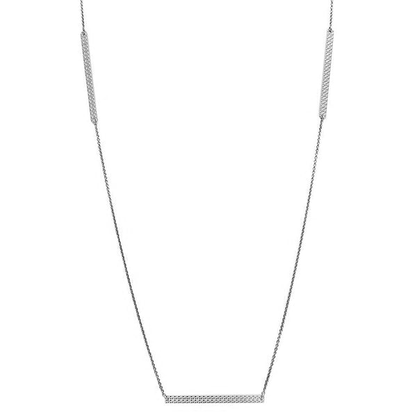 Silver 925 Rhodium Plated Diamond Cut Bars Necklace - DIN00019RH | Silver Palace Inc.