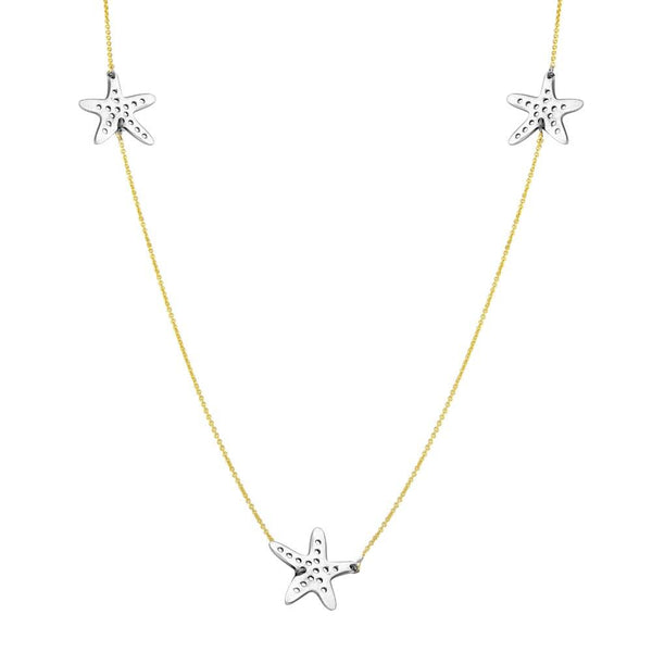 Silver 925 Two Tone Starfish Necklace - DIN00021GP | Silver Palace Inc.