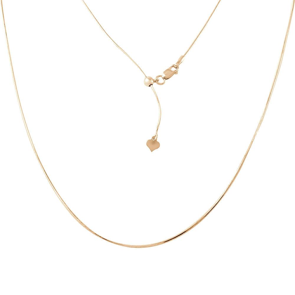 Silver 925 Gold Plated Adjustable Snake Square Slider Chain with Bead - DIN00027GP | Silver Palace Inc.