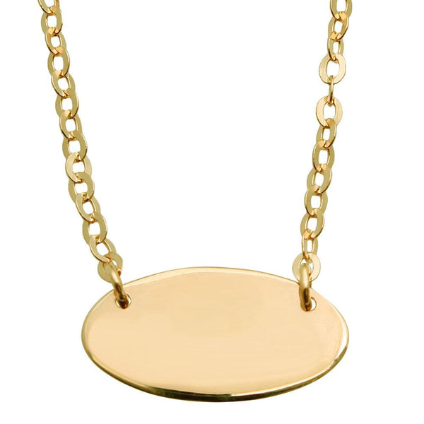 Silver 925 Gold Plated Small Oval Disc Necklace - DIN00031GP | Silver Palace Inc.