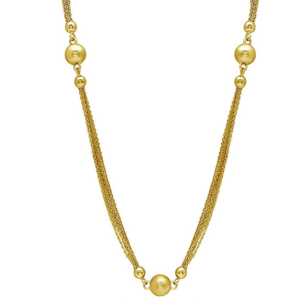 Silver 925 Gold Plated Multi Strands Beaded Necklace - DIN00034GP | Silver Palace Inc.