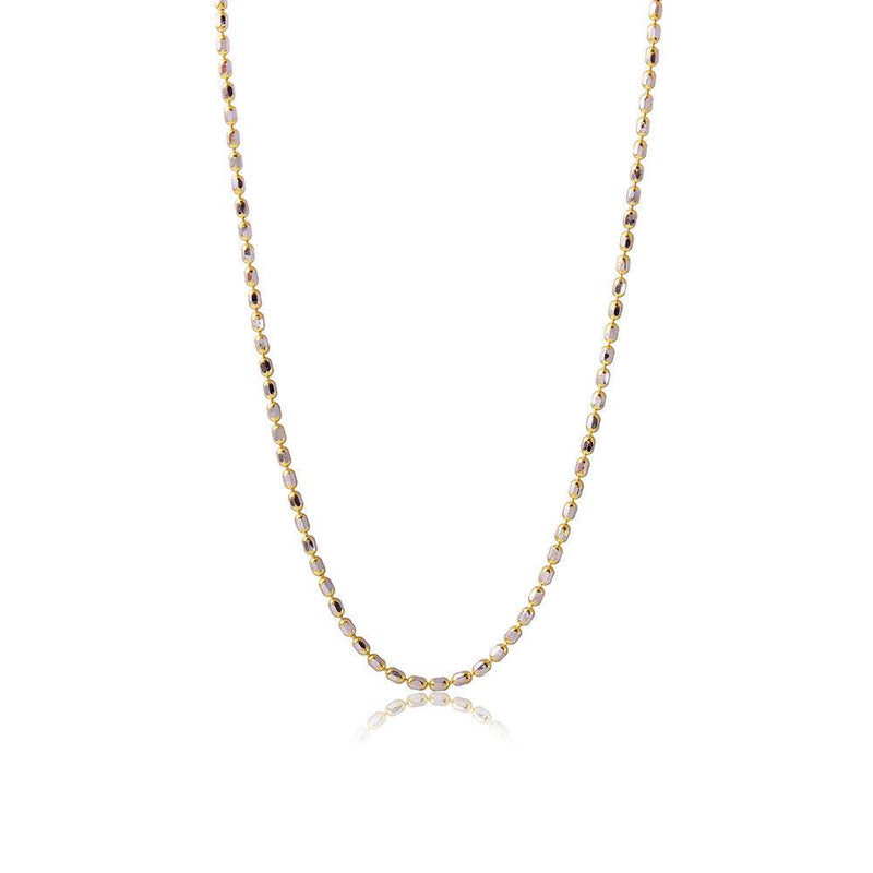 Silver 925 Gold Plated Diamond Cut Oval Bead Chain Link - DIN00036 | Silver Palace Inc.