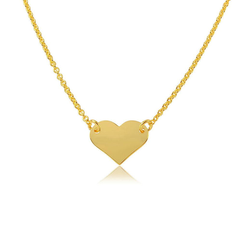 Silver 925 Gold Plated High Polished Heart Necklace - DIN00044GP | Silver Palace Inc.