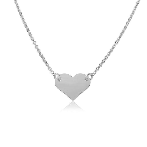 Silver 925 Rhodium Plated High Polished Heart Necklace - DIN00044RH | Silver Palace Inc.