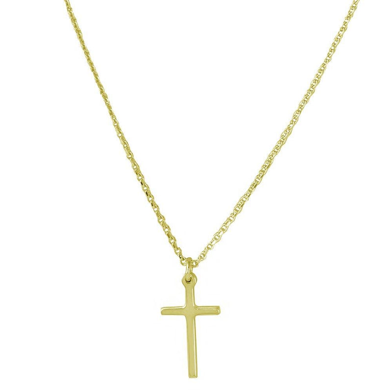 Silver 925 Gold Plated Cross Pendant with Chain - DIN00047GP | Silver Palace Inc.