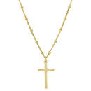 Silver 925 Gold Plated Cross Pendant with Beaded Chain - DIN00049GP | Silver Palace Inc.