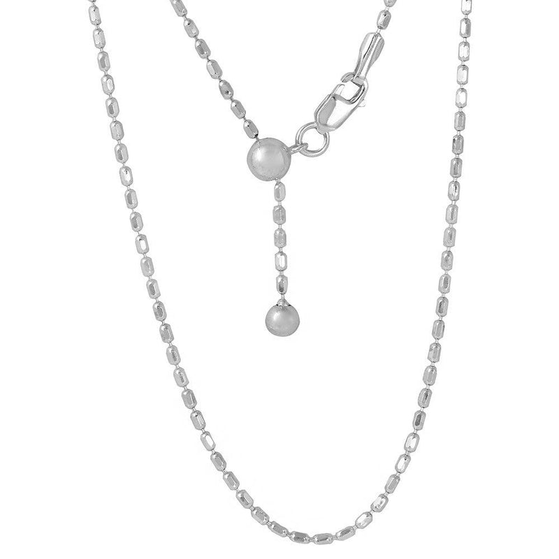 Silver 925 Rhodium Plated Adjustable Oval Bead Slider Chain - DIN00055RH | Silver Palace Inc.