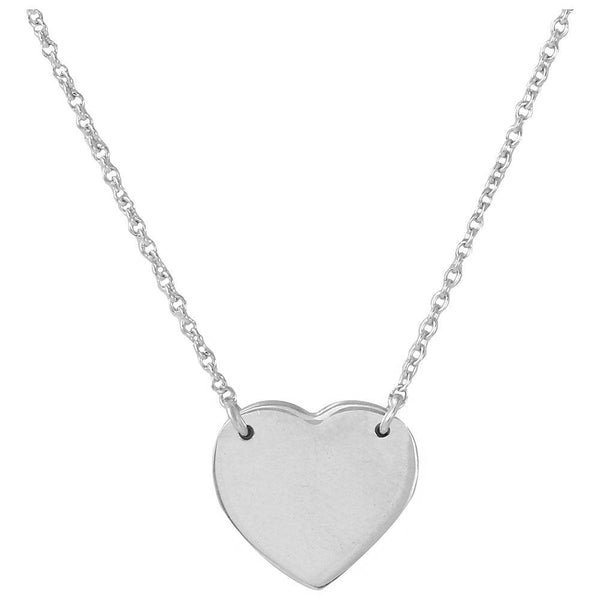 Silver 925 Rhodium Plated High Polished Heart Necklace - DIN00058RH | Silver Palace Inc.