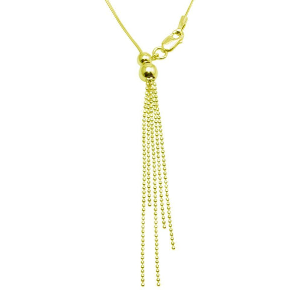 Silver 925 Gold Plated Adjustable Lariat Necklace with Tassel End - DIN00059GP | Silver Palace Inc.