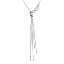 Silver 925 Rhodium Plated Adjustable Lariat Necklace with Tassel End - DIN00059RH | Silver Palace Inc.