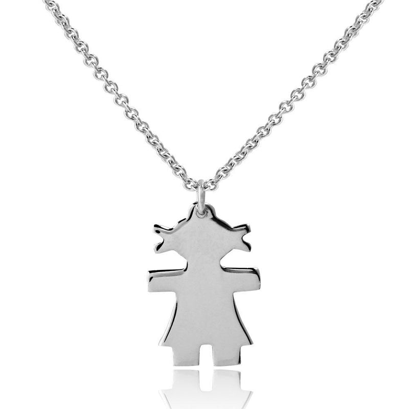 Silver 925 Rhodium Plated Baby Girl Necklace - DIN00063RH | Silver Palace Inc.