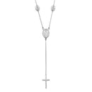 Silver 925 Rhodium Plated Religious Charms Necklace with Cross Drop - DIN00066RH | Silver Palace Inc.