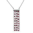 Silver 925 Rhodium Plated Bead Chain Necklace with Dropped Dark Red Beads - DIN00069RH-GR | Silver Palace Inc.