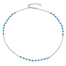Silver 925 Rhodium Plated Turquoise Bead Necklace - DIN00072RH | Silver Palace Inc.