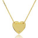 Silver 925 Gold Plated Engravable Heart Shaped Necklace with CZ - DIN00076GP | Silver Palace Inc.