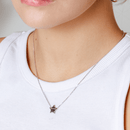 Collar de estrella grabable con circonita cúbica en plata de ley 925 rodiada - DIN00079RH