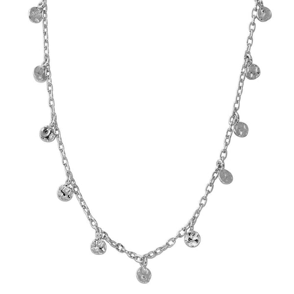 Silver 925 Rhodium Plated Dangling Circle Confetti Necklace - DIN00081RH | Silver Palace Inc.