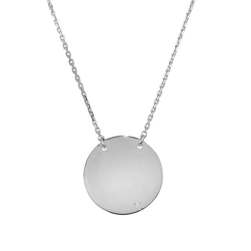 Silver 925 Rhodium Plated Small Round Disc - DIN00091RH | Silver Palace Inc.