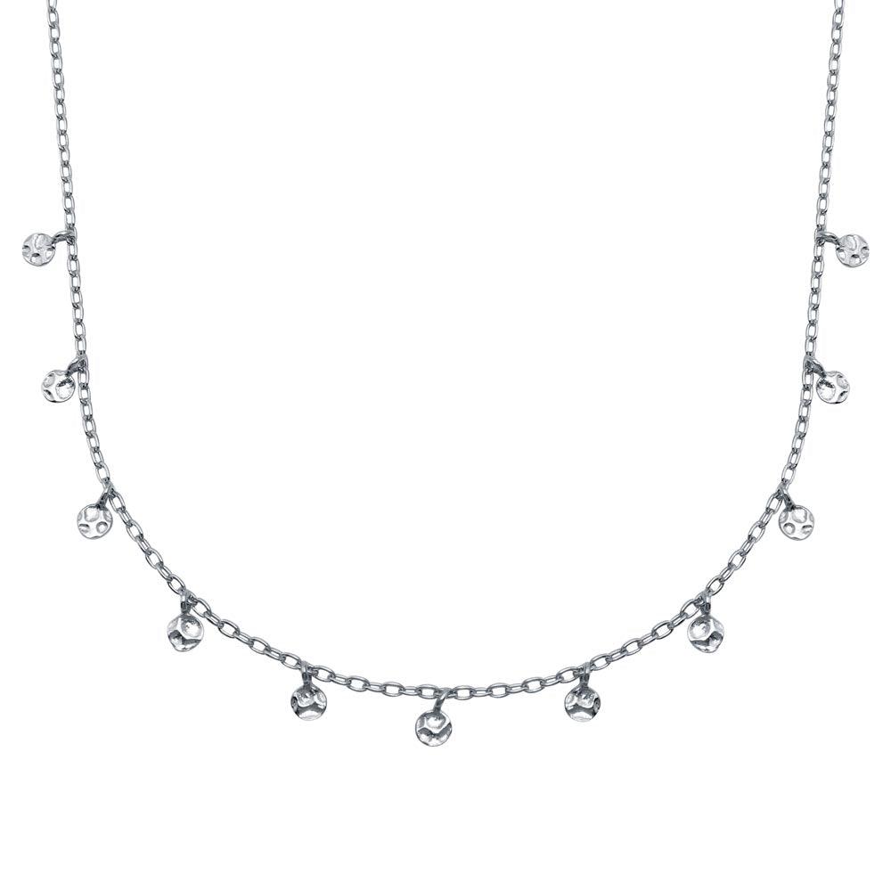 Silver 925 Rhodium Plated Confetti Choker Necklace - DIN00092 | Silver Palace Inc.