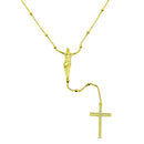 Silver 925 Gold Plated Crucifix Rosary Necklace - DIN00094GP | Silver Palace Inc.