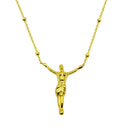 Silver 925 Gold Plated Religious Beaded Necklace - DIN00096GP | Silver Palace Inc.