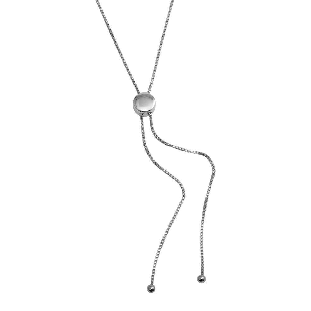 Silver 925 Rhodium Plated Adjustable Box Slider Chain - DIN00099RH | Silver Palace Inc.