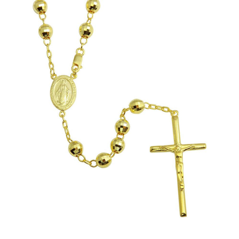 Silver 925 Gold Plated Diamond Cut Rosary - DIN00102GP | Silver Palace Inc.