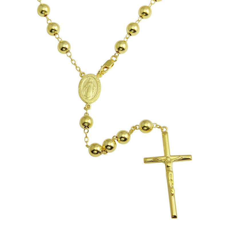 Silver 925 Gold Plated Beaded Rosary - DIN00103GP | Silver Palace Inc.