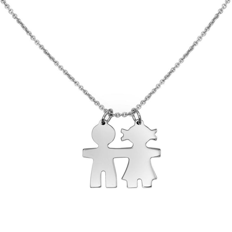 Silver 925 Rhodium Plated Baby Boy and Girl Necklace - DIN00104RH | Silver Palace Inc.