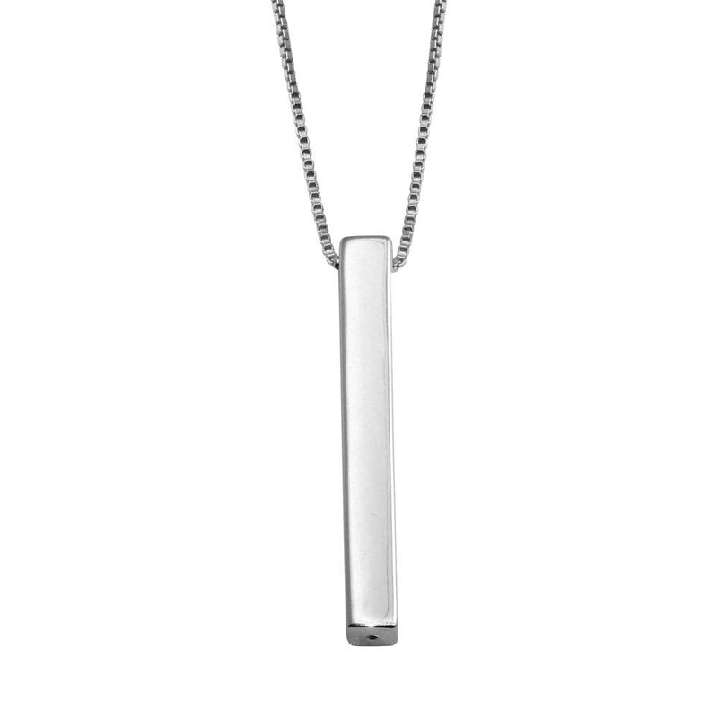 Silver 925 Rhodium Plated Drop Down Bar Necklace - DIN00108RH | Silver Palace Inc.