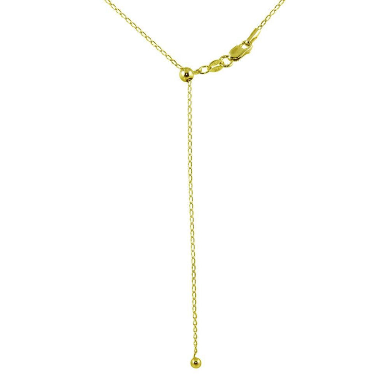 Silver 925 Gold Plated Adjustable Link Slider Chain with Hanging Bead - DIN00109GP | Silver Palace Inc.