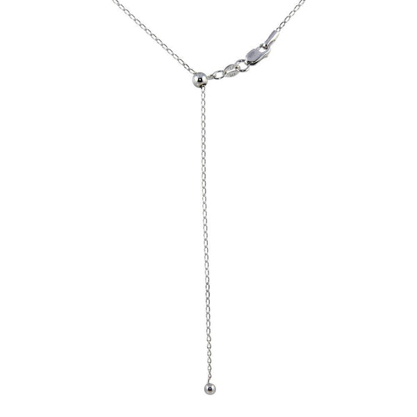Silver 925 Rhodium Plated Adjustable Link Slider Chain with Hanging Bead - DIN00109RH | Silver Palace Inc.