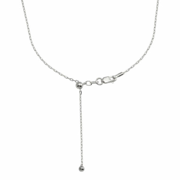 Silver 925 Rhodium Plated Adjustable Link Slider Chain with Hanging Bead- DIN00111RH | Silver Palace Inc.