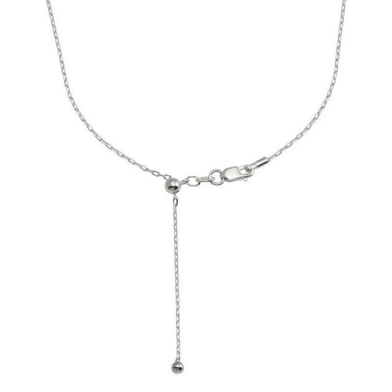 Silver 925 Rhodium Plated Adjustable Link Slider Chain with Hanging Bead- DIN00111RH | Silver Palace Inc.