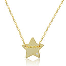 Silver 925 Gold Plated Engravable Star Shaped Necklace with CZ - DIN00079GP | Silver Palace Inc.