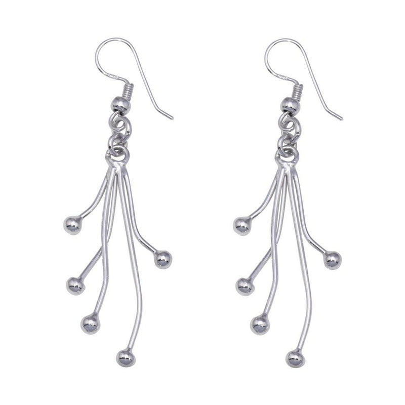 Silver 925 Rhodium Plated Five Dangling Strand Hook Earrings - DSE00009 | Silver Palace Inc.