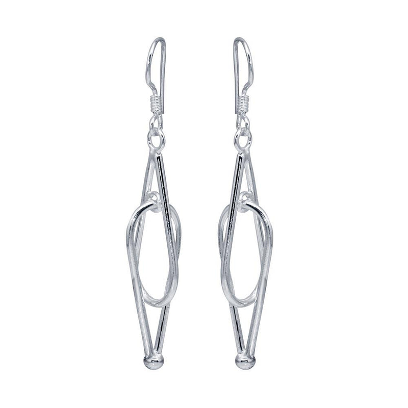 Silver 925 Rhodium Plated Two Teardrop Dangling Hook Earrings - DSE00010 | Silver Palace Inc.