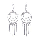 Silver 925 Rhodium Plated Multiple Graduated Open Circle Wire Dangling Hanging Teardrop Hook Earrings - DSE00019 | Silver Palace Inc.